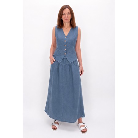 Amazing Woman Kitty Denim Blue Linen Waistcoat - Blue