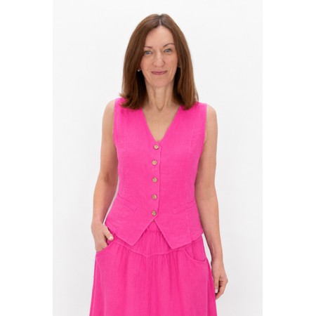 Amazing Woman Kitty Fuchsia Linen Waistcoat - Pink