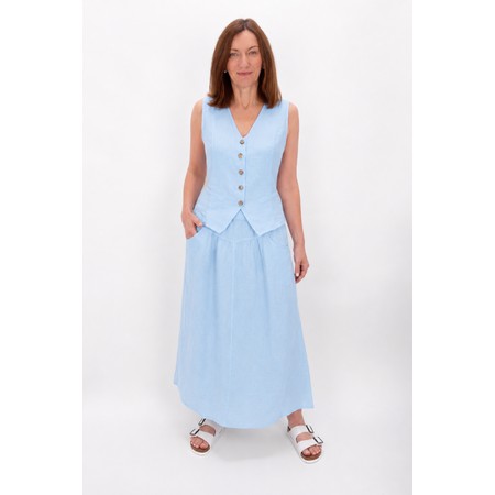 Amazing Woman Kitty Ice Blue Linen Waistcoat - Blue