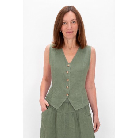 Amazing Woman Kitty Khaki Linen Waistcoat - Green