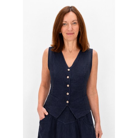 Amazing Woman Kitty Navy Linen Waistcoat - Blue