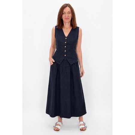 Amazing Woman Kitty Navy Linen Waistcoat - Blue