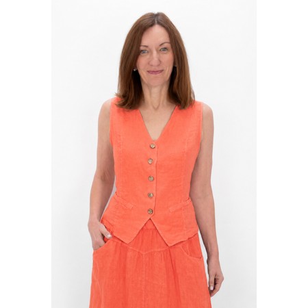 Amazing Woman Kitty Papaya Linen Waistcoat - Orange