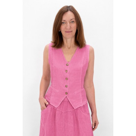 Amazing Woman Kitty Pink Linen Waistcoat - Pink