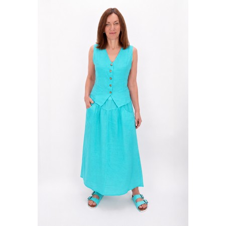 Amazing Woman Kitty Turquoise Linen Waistcoat - Turquoise