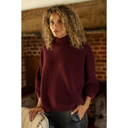 Chalk Vicki Cotton Rib Merlot Jumper - Red