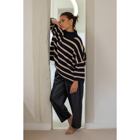 Chalk Vicki Cotton Rib Navy And Sand Jumper - Multicoloured