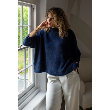 Chalk Vicki Cotton Fluffy Navy Jumper - Blue