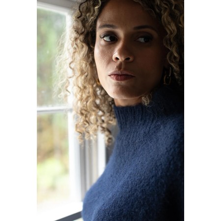 Chalk Vicki Cotton Fluffy Navy Jumper - Blue