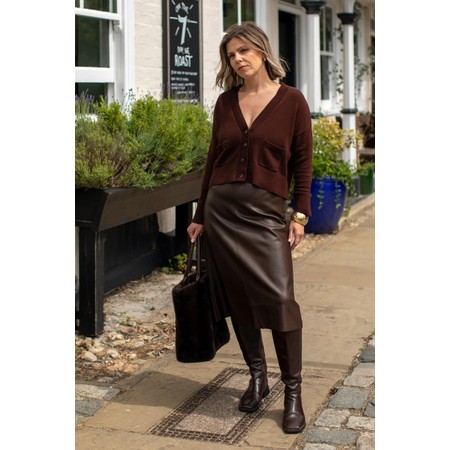 Chalk Myla Chocolate Faux Leather Midi Skirt - Brown