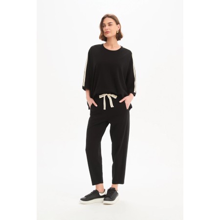 Tirelli Barrel Leg Black And Cream Lounge Pant - Black
