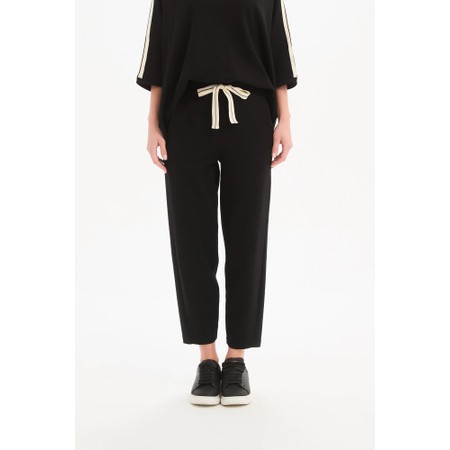 Tirelli Barrel Leg Black And Cream Lounge Pant - Black