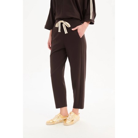 Tirelli Barrel Leg Chocolate And Cream Lounge Pant - Brown