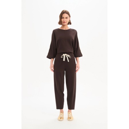Tirelli Barrel Leg Chocolate And Cream Lounge Pant - Brown
