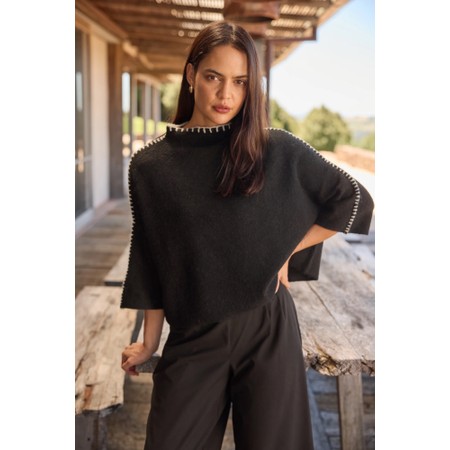 Tirelli Black Contrast Stitch Detail Knit - Black