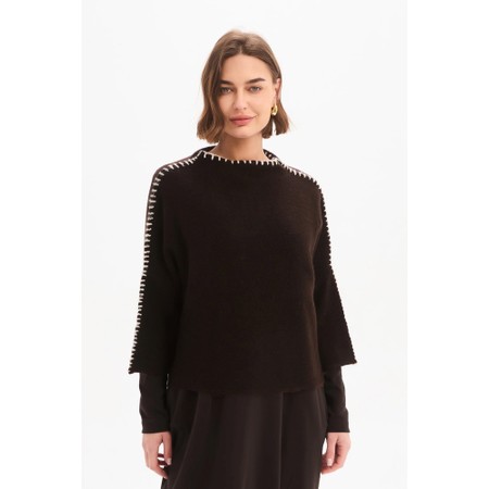 Tirelli Chocolate Contrast Stitch Detail Knit - Brown