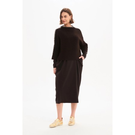 Tirelli Chocolate Contrast Stitch Detail Knit - Brown