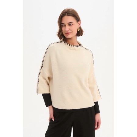 Tirelli Cream Contrast Stitch Detail Knit - Off-White