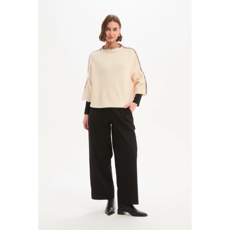 Tirelli Cream Contrast Stitch Detail Knit - Off-White