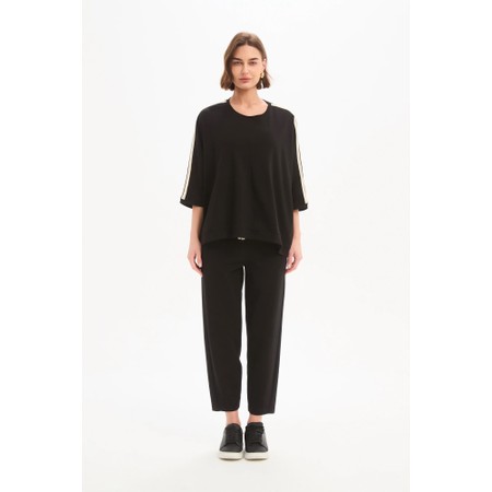 Tirelli Oversized Black 3/4 Stripe Sleeve Tee - Black