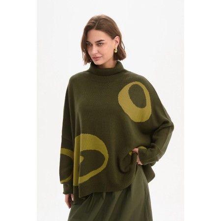 Tirelli Khaki Retro Circle Print Knit - Green