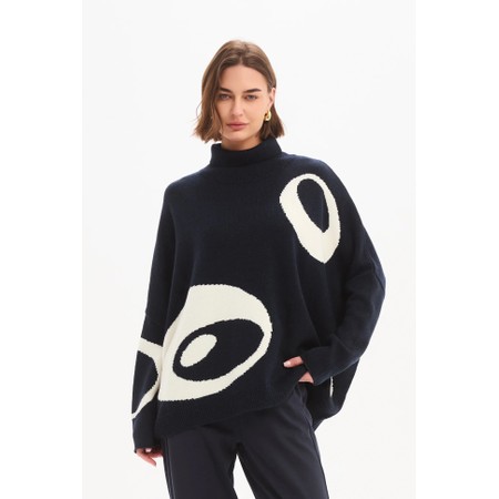 Tirelli Navy Retro Circle Print Knit - Blue