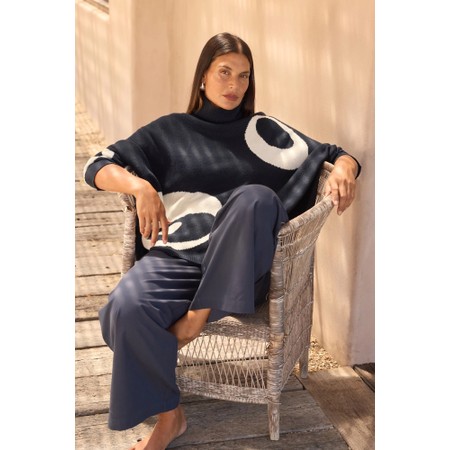 Tirelli Navy Retro Circle Print Knit - Blue