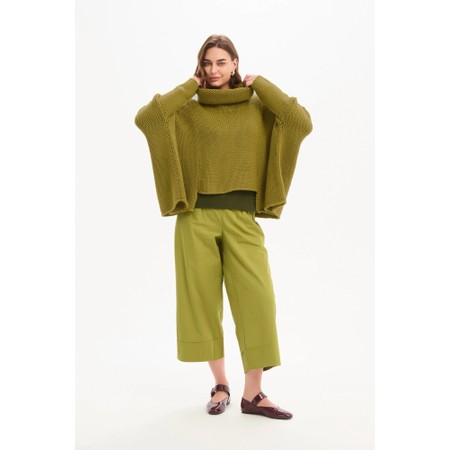 Tirelli Oversized Chartreuse Step Hem Crop Knit - Gold