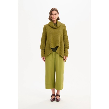 Tirelli Oversized Chartreuse Step Hem Crop Knit - Gold