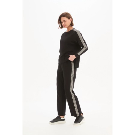 Tirelli Black Stripe Sleeve Sweatshirt - Black