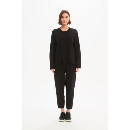 Tirelli Black Textured Cuff Asymmetric Knit - Black