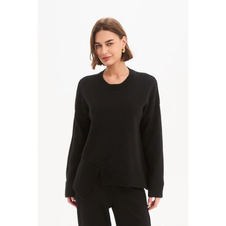 Tirelli Black Textured Cuff Asymmetric Knit - Black