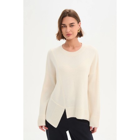 Tirelli Cream Textured Cuff Asymmetric Knit - Off-White