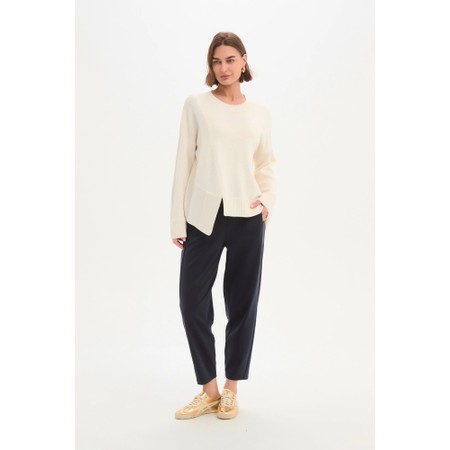 Tirelli Cream Textured Cuff Asymmetric Knit - Off-White