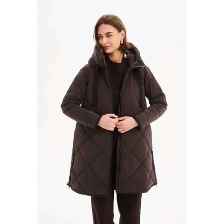 Tirelli Chocolate  Zip Contrast Hem Coat - Brown