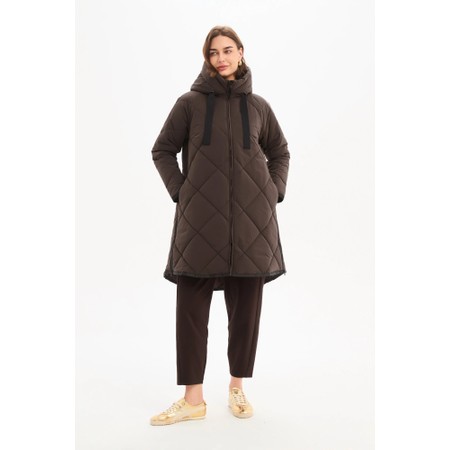 Tirelli Chocolate  Zip Contrast Hem Coat - Brown