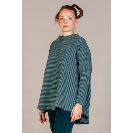 Mama B Spino Relaxed Atlantic Stripe Fleece Top - Blue