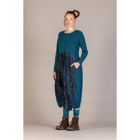 Mama B Tua Contrast Panel Crush Dress - Blue