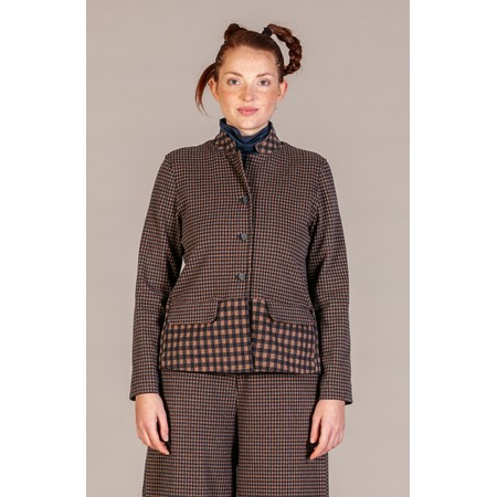Mama B Yasmin Jacquard Notte Check Jacket - Blue