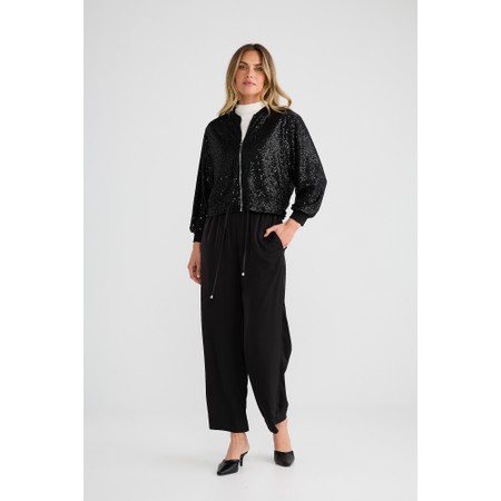 Brave & True Jazzy Black Sequin Bomber Jacket - Black
