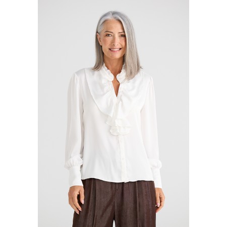 Brave & True Jazzy Satin Ruffle Shirt - Off-White