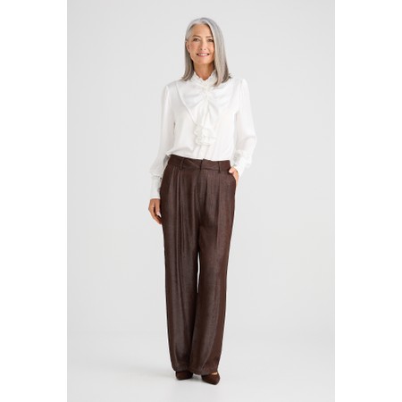 Brave & True Jazzy Satin Ruffle Shirt - Off-White