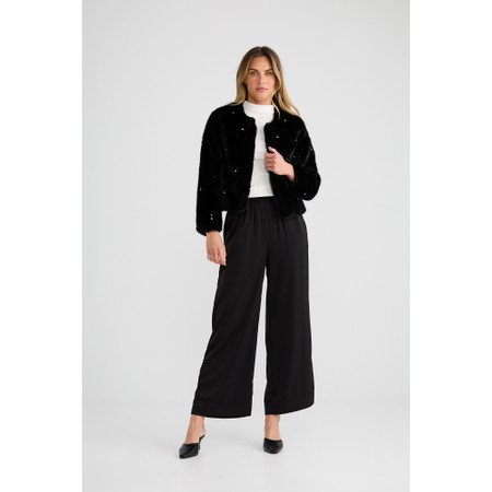 Brave & True Selina Black Faux Fur Pearl Jacket - Black