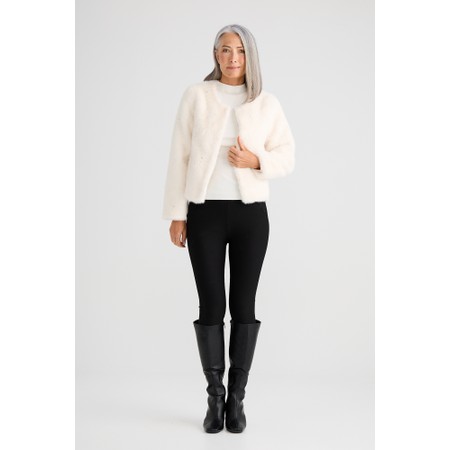 Brave & True Selina Off White Faux Fur Pearl Jacket - White