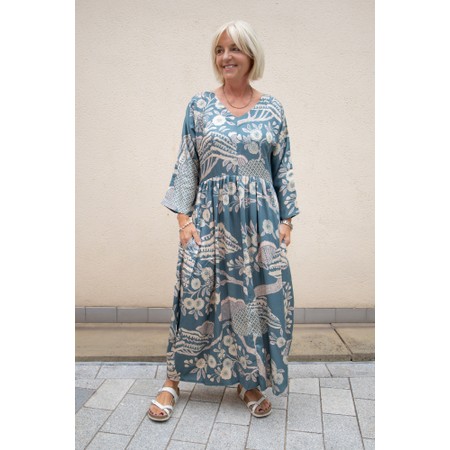 One Hundred Stars Tulip Dress Rosa Blue Print - Blue