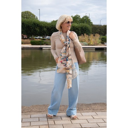 Robell Debby Pale Denim Wide Leg Front Pocket Jean - Blue