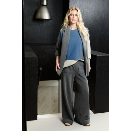 Henriette Steffensen Fleece Dusty Blue Patch Blouse With Scarf - Blue
