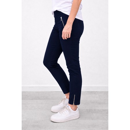 Robell Nena 09 Navy Ankle Zip Cropped Powerstretch Jean - Blue