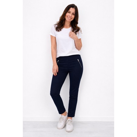 Robell Nena 09 Navy Ankle Zip Cropped Powerstretch Jean - Blue
