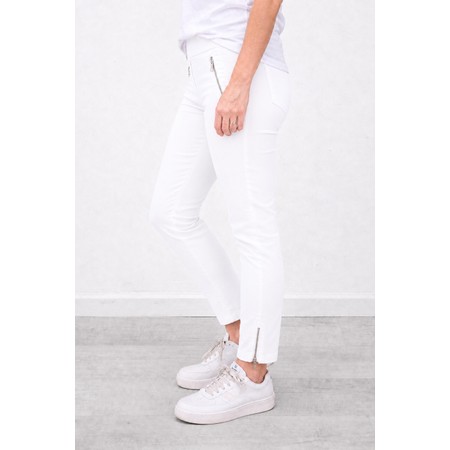 Robell Nena 09 White Ankle Zip Cropped Powerstretch Jean - White
